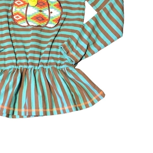 Ann Loren Long Sleeve Striped Pumpkin Girls Size 7/8 Shirt - Picture 3 of 9